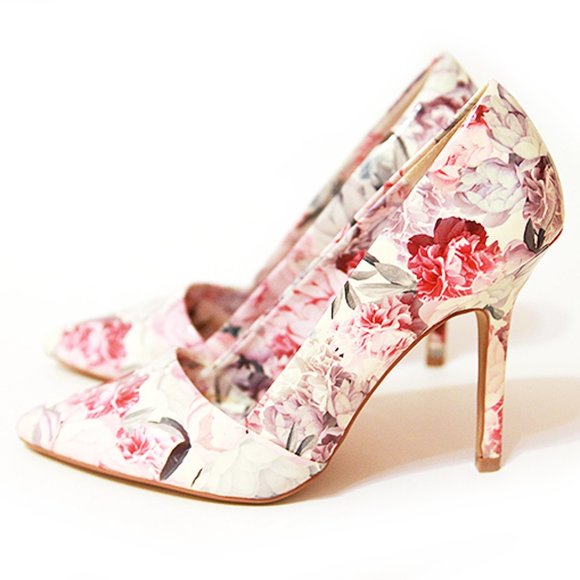 Women's ELLE Floral High Heel Pumps - Size 7 - Picture 4 of 7